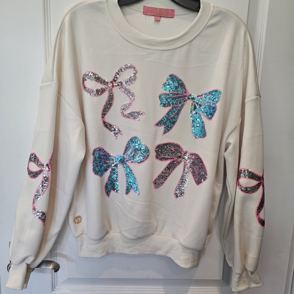 Simply Southern Sequin Ribbons Sweatshirt Size Small - Picture 1 of 10